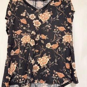 Torrid Black and Orange Floral Blouse